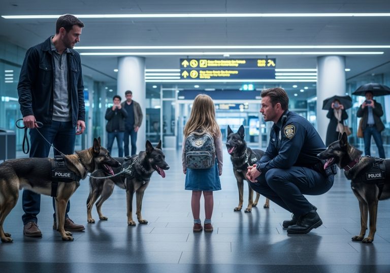 I STOOD FROZEN IN THE MIDDLE OF TERMINAL 4 AS FIFTEEN POLICE K-9 UNITS SUDDENLY BROKE RANK AND SURROUNDED MY SIX-YEAR-OLD DAUGHTER IN A TIGHT CIRCLE, AND WHEN THE LEAD TSA AGENT SCREAMED AT ME TO DROP TO THE GROUND INSTEAD OF HELPING HER, I REALIZED THE TERRIFYING TRUTH HIDDEN IN HER TEDDY BEAR WAS ABOUT TO DESTROY OUR ENTIRE LIVES.