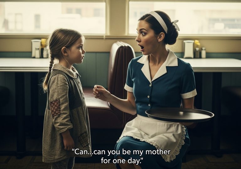 I was just a struggling waitress scraping by in New York City when a trembling little girl in a lonely designer dress tugged on my apron and whispered the words that absolutely shattered my heart: “Ma’am, can you please pretend to be my mom for the school play?” I had no idea that saying yes to this innocent request would drag me into a billionaire’s dark, guarded secret, put a target on my back, and force me to stand toe-to-toe with her father—the most ruthless CEO in Manhattan—in a confrontation that would change all of our lives forever.
