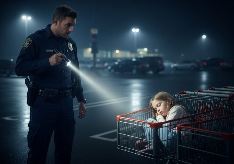 I Found A Shivering 6-Year-Old Girl Sleeping Inside The Metal Shopping Cart Return At 3 AM Because She Said ‘ The Angels Can See Me Here,’ And When A Well-Dressed Man Walked Through The Automatic Doors Minutes Later Holding A Pink Backpack And Asking If Anyone Had Seen His ‘Runaway Daughter,’ I Noticed The Price Tag Was Still On The Bag And Realized I Was The Only Thing Standing Between A Child Predator And His Victim.