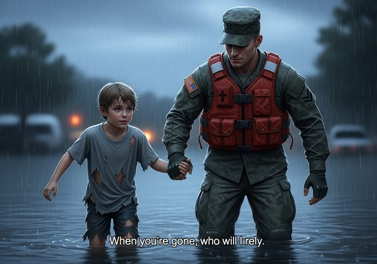 He Gripped My Camo Sleeve With Trembling Fingers And Asked A Question That Stopped My Heart Cold: “Sarge, When The Trucks Roll Out, Who’s Gonna Protect Me?”—And I Realized The Storm Was The Easy Part.