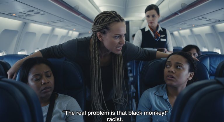 The cabin fell silent. The woman’s voice was like glass shattering on marble: “The real problem is that Black monkey over there!” I was just trying to fly home to see my sick mother. I never asked for a fight. But when a flight attendant witnessed the racist attack, the airline’s response wasn’t just an apology. It was a moment of justice at 30,000 feet that ended with police officers boarding the plane… and her entire life changing forever.