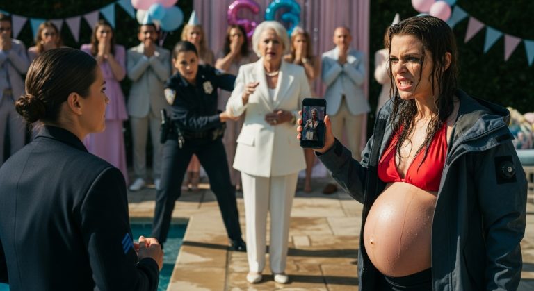 MY MOTHER-IN-LAW SHOVEd ME INTO THE DEEP END OF HER POOL DURING OUR GENDER REVEAL PARTY KNOWING I WAS 8 MONTHS PREGNANT AND HAVE A SEVERE PHOBIA OF WATER, THEN SHE LAUGHED AND CLAIMED IT WAS A “HARMLESS PRANK” UNTIL I SURVIVED AND REVEALED THE SECRET SECURITY FOOTAGE THAT PUT HER BEHIND BARS.