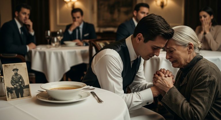 The Wealthy Patrons At The Most Exclusive Restaurant In The City Thought It Was Hilarious When An Elderly Woman In A Tattered Coat Sat Down And Counted Her Crumpled Bills For A Bowl Of Soup, But Their Cruel Laughter Turned To A Deafening, Shameful Silence When The Waiter Refused Her Money And Revealed The Heartbreaking Promise She Was Keeping To A Ghost From Her Past