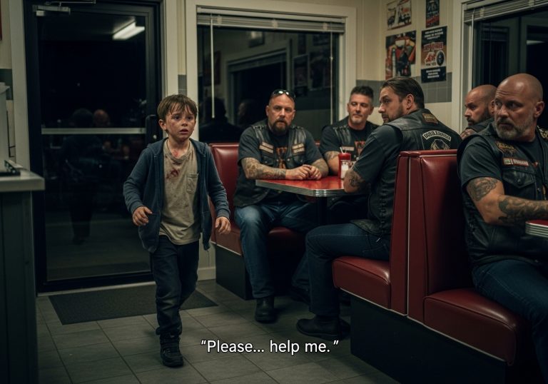 I Never Thought A 6-Year-Old Boy Covered In Blood Would Walk Into Our Biker Bar And Change My Life Forever, But When He Pointed At The Most Powerful Man In Our Town And Screamed For Help, My Brothers And I Knew That The “Iron Dogs” Were About To Start A War That The Law Couldn’t Finish — And We Were Ready To Burn It All Down To Save Him.
