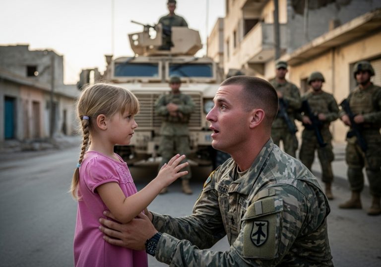 I Thought I Was Prepared For The Horrors Of A Deployment Until A Six-Year-Old Girl With Dust In Her Hair And A Tattered Teddy Bear Walked Up To My Patrol In The Ruins Of An American Suburb And Whispered A Question That Stopped My Heart, Silenced My Entire Platoon, And Shattered Every Wall I Built Around My Emotions, Forcing Me To Become Someone I Never Thought I’d Have To Be.