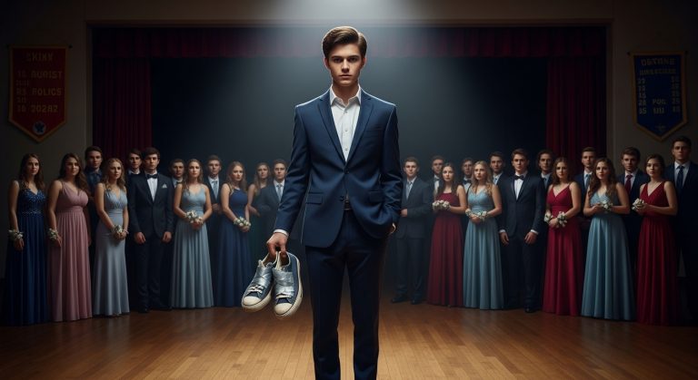 THEY LAUGHED AT THE SOUND OF THE DUCT TAPE HOLDING MY SNEAKERS TOGETHER EVERY SINGLE DAY IN THE HALLWAY, AND THE TEACHERS BLAMED MY POVERTY ON MY PARENTS’ “BAD CHOICES,” BUT WHEN I WALKED INTO THE SENIOR WINTER GALA AND OPENED THE BOX I HAD BEEN GUARDING WITH MY LIFE, THE SILENCE THAT FELL OVER THE AUDITORIUM WAS SO DEAFENING YOU COULD HEAR A PIN DROP BEFORE THE TEARS STARTED FALLING.