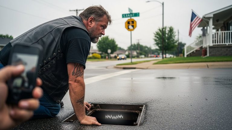 They Saw A Biker With Scarred Knuckles And Looked Away In Fear, But When He Plunged Into A Deadly Storm Drain To Silence A Haunting Cry, The Tiny Bundle He Pulled From The Darkness—And The Heartbreaking Red Ribbon Tied Perfectly Around Its Neck—Revealed A Cruel Secret That Brought An Entire City Street To Its Knees In Tears.