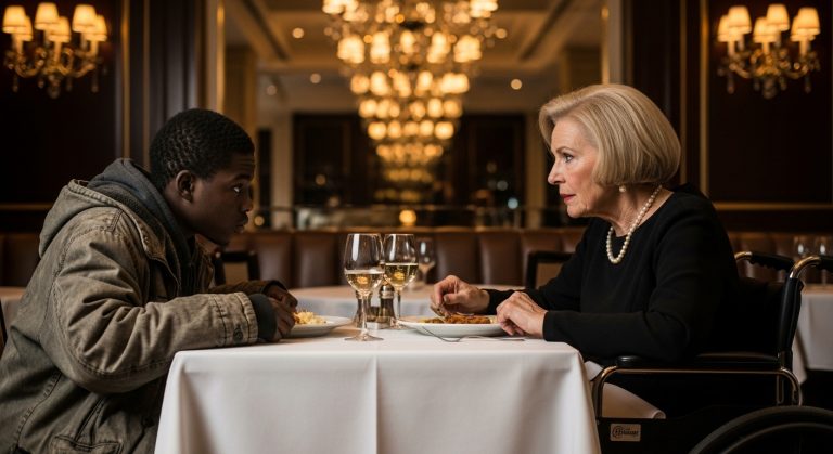 A SHIVERING HOMELESS ORPHAN WALKED INTO AN EXCLUSIVE 5-STAR MANHATTAN RESTAURANT AND TOLD THE PARALYZED BILLIONAIRE HEIRESS “I CAN HEAL YOU IF YOU GIVE ME YOUR LEFTOVERS,” BUT WHEN SHE FINALLY LET HIM SIT DOWN, HE REVEALED A HEARTBREAKING SECRET THAT SHOCKED THE ELITE PATRONS, HUMILIATED HER GREEDY RELATIVES, AND UNLOCKED A MIRACLE THAT NO DOCTOR COULD EXPLAIN.