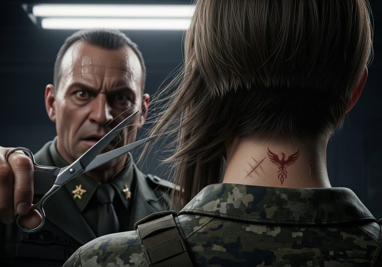 The Ruthless Commander Thought He Was Teaching The New Female Recruit A Lesson In Humility When He Hacked Off Her Long Hair In Front Of The Entire Platoon, But When The Scissors Revealed A Small, Faded Brand On The Back Of Her Neck, His Face Turned Ghost White As He Realized He Had Just Assaulted The Only Soldier Who Survived The Most Classified Mission In Naval History.