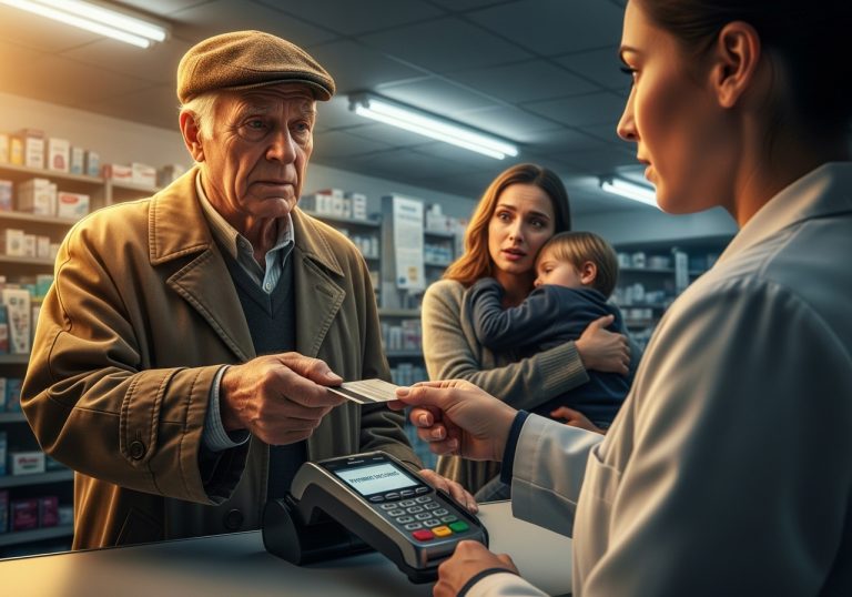 I stood in the fluorescent glare of the 24-hour pharmacy with my baby burning up in my arms, tears streaming down my face as the machine beeped that hateful ‘Declined’ noise for the third time, and the pharmacist actually rolled his eyes and told me to ‘move aside for paying customers’—but just as I fell to my knees to beg, a man in a tattered coat stepped out of the shadows and did something that froze every single person in that store and taught us a lesson about humanity we will never forget.