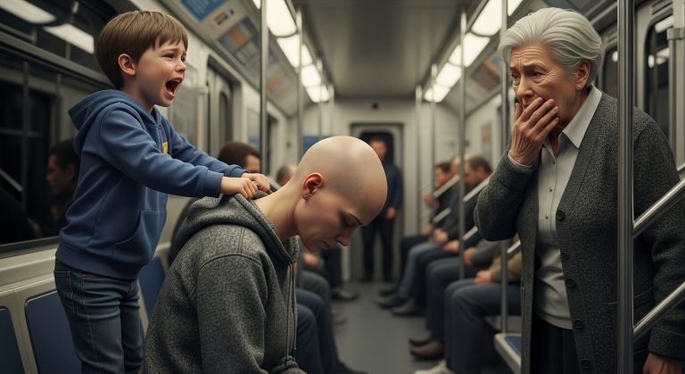 I Was Coming Home From Chemotherapy With My 5-Year-Old Son When An Elderly Woman Screamed At Me On The Subway For Not Giving Up My Seat, Calling Me “Lazy” And “Disrespectful,” But When My Little Boy Pulled Off My Hood To Defend Me, The Truth Silenced The Entire Train Car And Left The Woman Begging For The Earth To Swallow Her Whole…