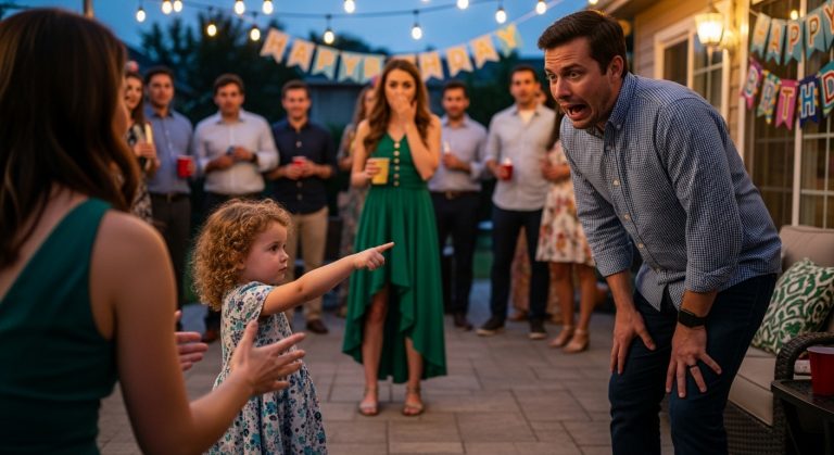 My Husband’s 38th Birthday Party Was Supposed to Be the Social Event of the Season, But It Ended in absolute Silence When My 4-Year-Old Daughter Pointed at His ‘Work Wife’ and Innocently Dropped a Bombshell Sentence About Their ‘Bedroom Workouts’ That Shattered My Reality, Silenced 50 Guests, and Destroyed My Marriage in Under Ten Seconds.