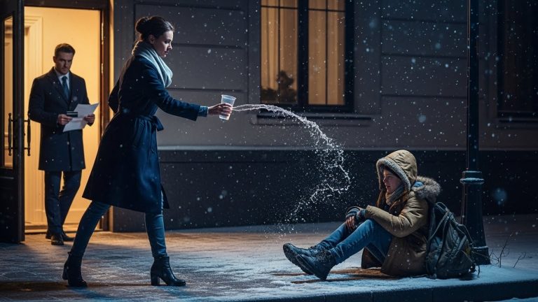 She Doused A Shivering Homeless Boy With Ice Water In The Dead Of Winter, Laughing As He Froze. She Didn’t Know The Man Watching From The Shadows Had Just Bought The Building—And He Was About To Serve Her A Dish She’d Never Forget.