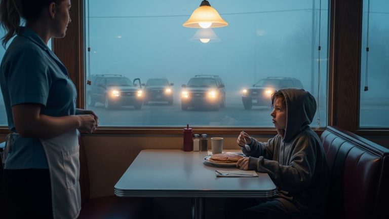 I Secretly Fed A Lonely Boy Every Morning To Keep Him Alive. Then One Day He Vanished, And Four Black Government SUVs Surrounded My Diner.