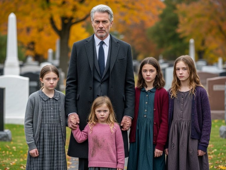 He Visited His Daughter’s Grave for 10 Years, But Today 4 Homeless Sisters Were Waiting For Him. When He Saw The Name On Their Mother’s Headstone, He Realized He Could Never Let Them Go.