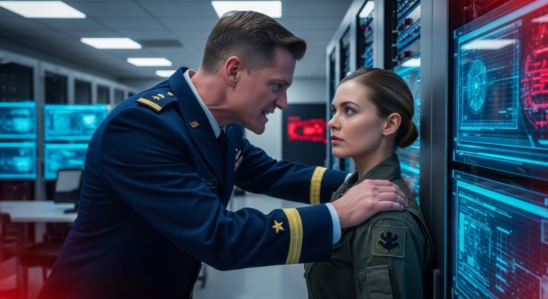 HE SLAMMED ME AGAINST THE WALL FOR “LOITERING”—NOT REALIZING I WAS THE ADMIRAL WHO WROTE THE CODE THAT CONTROLS HIS ENTIRE COMMAND. WHEN THE SYSTEM CRASHED SECONDS LATER, HE BEGGED FOR HELP, AND I HAD TO DECIDE: SAVE THE SHIP, OR LET HIM SINK.