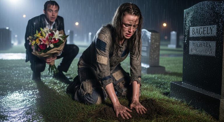 I Found a Homeless Girl Sobbing on My Wife’s Fresh Grave—She Refused My Money, Handed Me a Photo, and Revealed a Secret That Shattered My 20-Year Marriage.