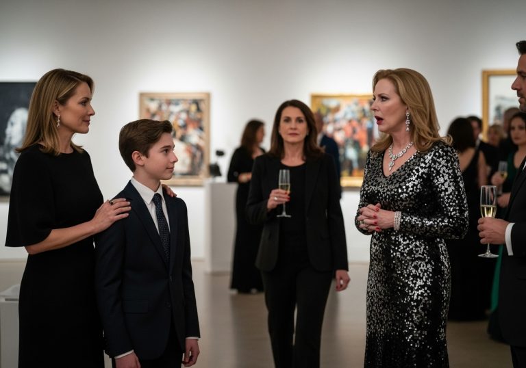 My Wealthy Aunt Humiliated My Son At An Elite Art Gala, Telling The Entire Room He Was “Just A Tag-Along” Who Didn’t Belong Among The High Society Donors—But She Had No Idea That The “Struggling Single Mom” She Mocked For Twenty Years Was Actually The Secret Investor Who Owned The Building, The Art, And Even The Very Scholarship She Was Desperate For Her Daughter To Win.