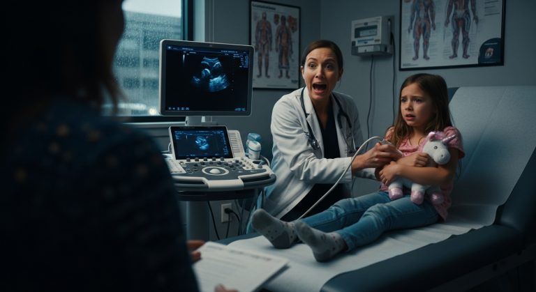 I Saw The Ultrasound Screen And Immediately Locked The Door, Trembling As I Dialed 911—Because What I Found Inside This Seven-Year-Old Girl’s Stomach Wasn’t A Virus, It Was The Darkest Secret A Stepfather Could Ever Try To Bury, And I Knew We Only Had Minutes Before He Came Looking For Her.