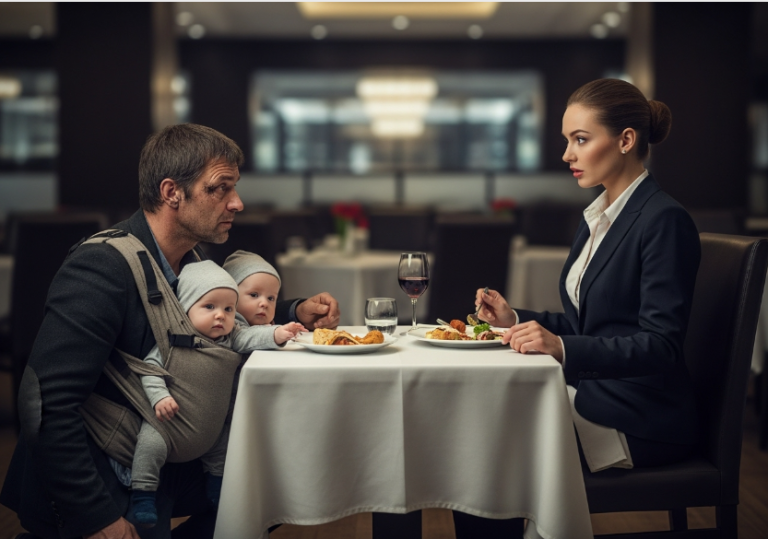 I’m the 35-year-old “Unbreakable CEO.” I thought all men just wanted my money. Then a homeless man knelt at my table, begging for my scraps. He wasn’t for him. It was for the two starving twins strapped to his chest.