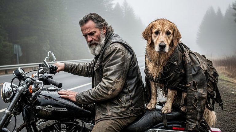 He Stopped His Harley For A “Roadkill” Lump On A Foggy Oregon Highway, But When The Creature Opened Its Eyes, He Saw A Human Soul Trapped Inside. He Raced Against Death To A Stranger’s Doorstep, And When A Broken Boy Screamed A Single Name, The Biker Realized He Hadn’t Just Saved An Animal—He Resurrected A Family That Died Long Ago.