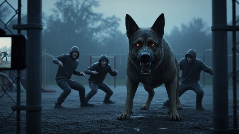 They Thought She Was Alone. They Thought She Was Weak. But When Three Bullies Cornered a 10-Year-Old Girl in the Pouring Rain, They Awoke a Sleeping Giant. What Emerged from the Shadows Wasn’t Just a Dog—It Was a Retired K9 Officer Who Had One Last Mission Left.