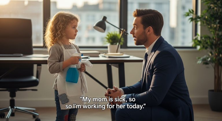 “Mom’s Sick, So I Came Instead.” I Found A 7-Year-Old “Intruder” Cleaning My Office At 2 AM—What I Did Next Broke Every Rule.