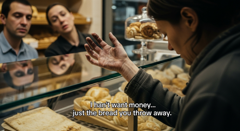 She Walked Into The Most Expensive Bakery In The City With Mud On Her Shoes And Begged For The Garbage. The Manager Threatened To Call The Police, But The Billionaire Sitting In The Corner Dropped His Newspaper And Did Something That Made The Entire Staff Cry.