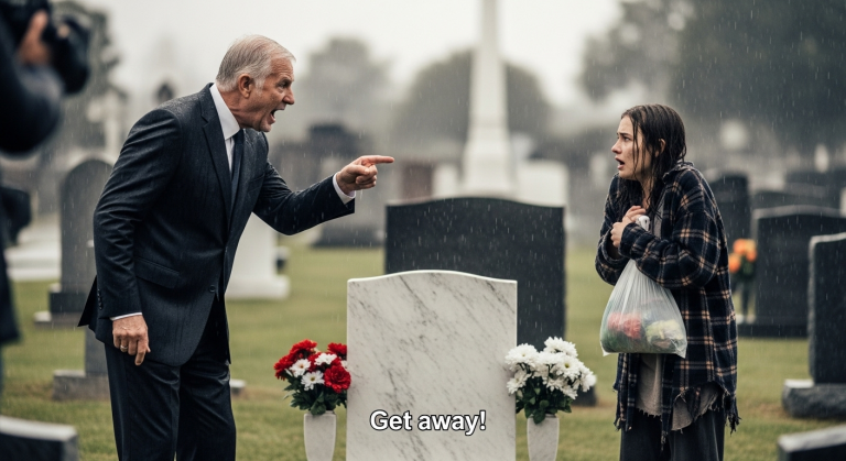 I CAUGHT A HOMELESS GIRL SLEEPING ON MY DEAD SON’S GRAVE. I WAS ABOUT TO CALL THE POLICE UNTIL SHE LOOKED UP WITH TEARS IN HER EYES AND WHISPERED A SECRET ONLY MY SON KNEW. THE DNA TEST I TOOK 24 HOURS LATER DESTROYED EVERYTHING I THOUGHT I KNEW ABOUT MY FAMILY.