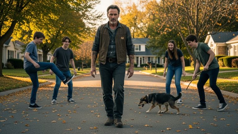 THEY LAUGHED WHILE THEY TORTURED A STRAY DOG, THINKING THE SCARRED MAN ON THE PORCH WAS TOO OLD TO FIGHT BACK. THEY WERE DEAD WRONG.
