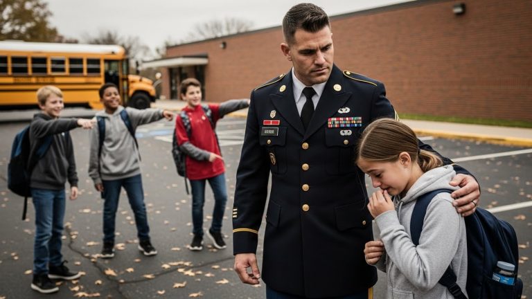 They taped a sign to my daughter’s back calling her a “Broken Toy.” They didn’t know her father was a Master Sergeant who just returned from deployment. When I showed up at the school the next morning, I didn’t come alone.