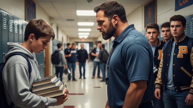 I Was The School’s Human Doormat, Tripped Daily By The Varsity Stars While Everyone Laughed. But Then The Toughest Man On Campus Walked Beside Me, And What He Did To The Bully’s Sneaker Changed The Hierarchy Of Oak Creek High Forever.