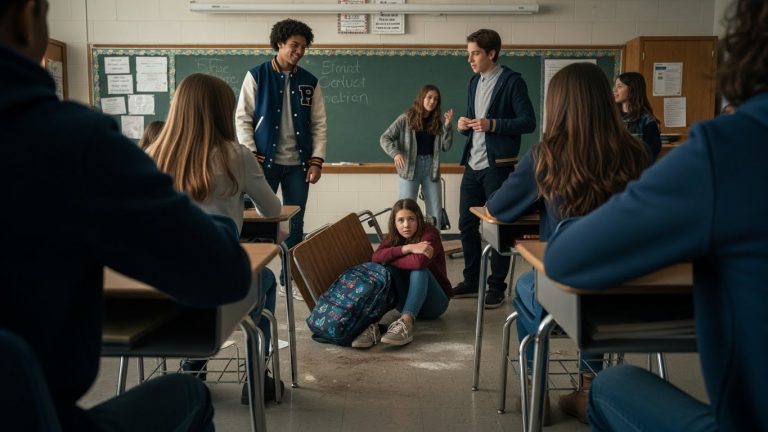 They Pushed My Daughter to the Floor, Laughing. They Didn’t Realize Her ‘Deployed’ Mom Was Watching From the Doorway. What Happened Next Silenced the Entire School.