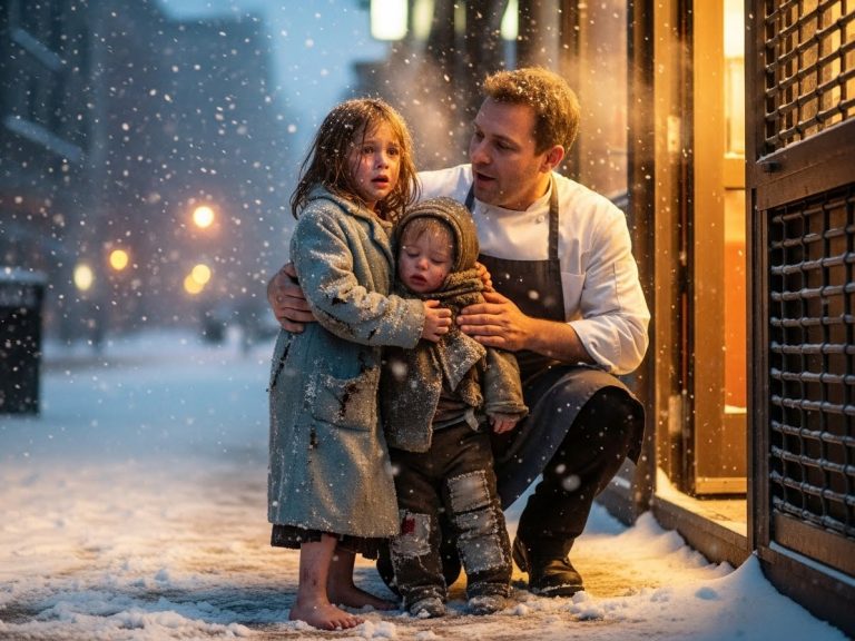 He Found Two Freezing Children Outside the Club. When He Realized Who Their Father Was, He Almost Broke Down the Door.