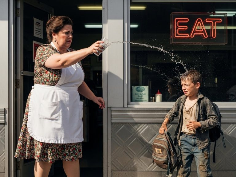 “Get out, you dirty thing!” She threw water on a starving child. Five minutes later, the billionaire in the corner made sure she lost everything.