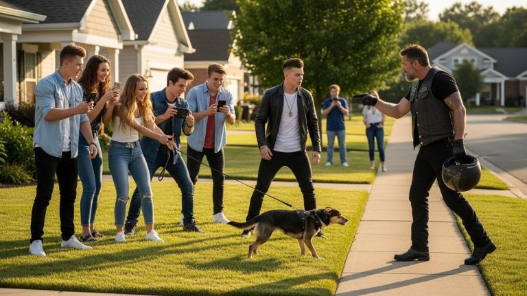 They thought it was just a joke, a viral video at the expense of a soul that couldn’t fight back. But when the rumble of a Harley echoed through the cul-de-sac, these “bored” teens realized they weren’t the ones in control anymore.