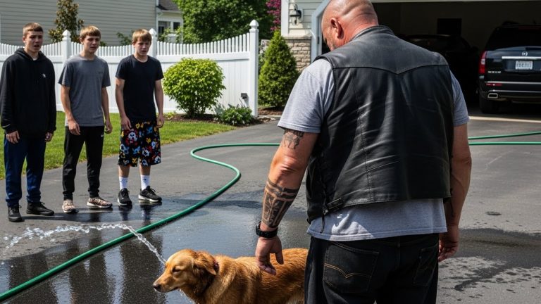 I saw those three boys laughing as they held that dog’s head under the freezing blast of the garden hose, their iPhones out to record the “prank.” They thought it was just a joke until I parked my Harley and took off my helmet.