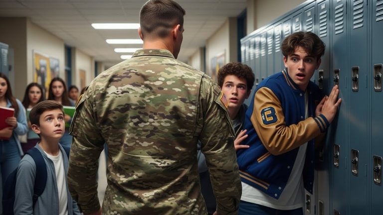 The Bully Laughed When He Pushed My Son. He Stopped Laughing When He Saw The Soldier Standing Behind Him.