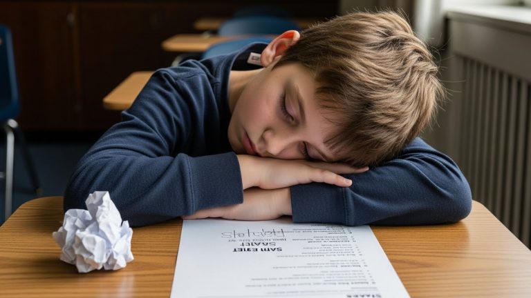 The Teacher Mocked Him for Sleeping in Class, Then She Flipped His Test Over and Dropped Her Wine Glass