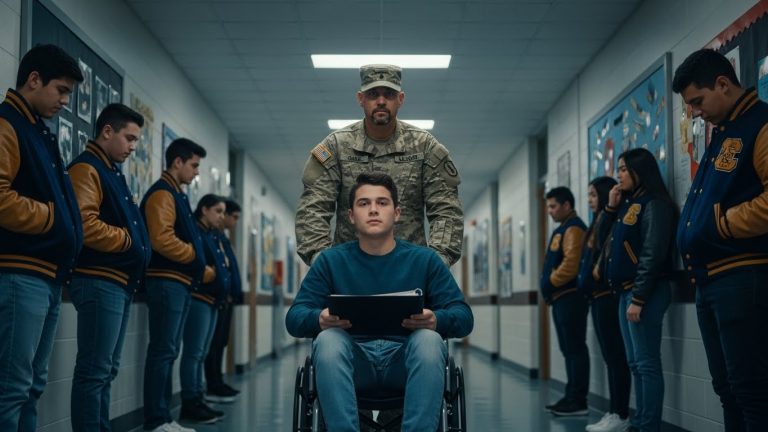 They blocked my son’s wheelchair and laughed. They didn’t see the Green Beret father standing right behind them. My seven words silenced the whole school.