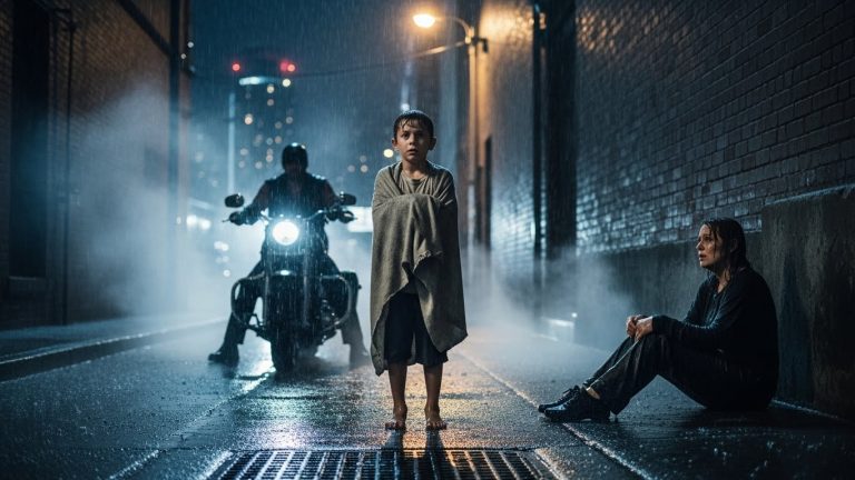 He lived behind a dumpster, invisible to the world. But when a scream pierced the rainy night, this homeless 12-year-old made a choice that would bring the entire Hell’s Angels to his doorstep. You won’t believe what the President of the club did when he found out who saved his wife…