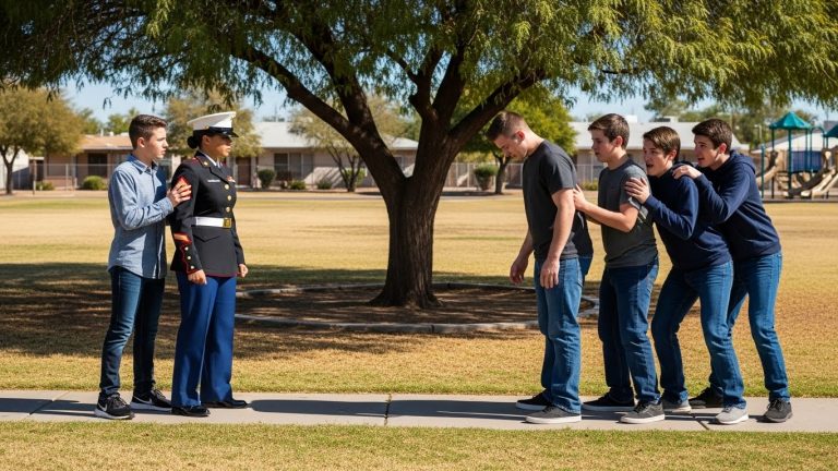 🛑 They Took His Hearing Aids, Then They Took His Shoe. What They Didn’t Know Was His Big Sister—A Marine Sergeant—Was Watching the Whole Thing From the Shadows, Still in Her Dress Blues. You Won’t Believe What Happened Next When a Group of High School Bullies Targeted a Deaf Kid. 🛑