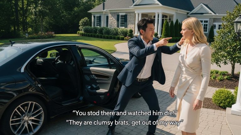 I Screamed “He’s Drowning!” at the Top of My Lungs, But My Stepmother Just Stood There Fixing Her Hair—Until a Black Mercedes Smashed Through Our Gates and Changed Everything.