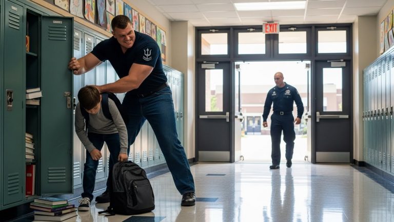 Bully Pushes The Quiet Kid In The Hallway — Unaware His Navy SEAL Brother Is Picking Him Up