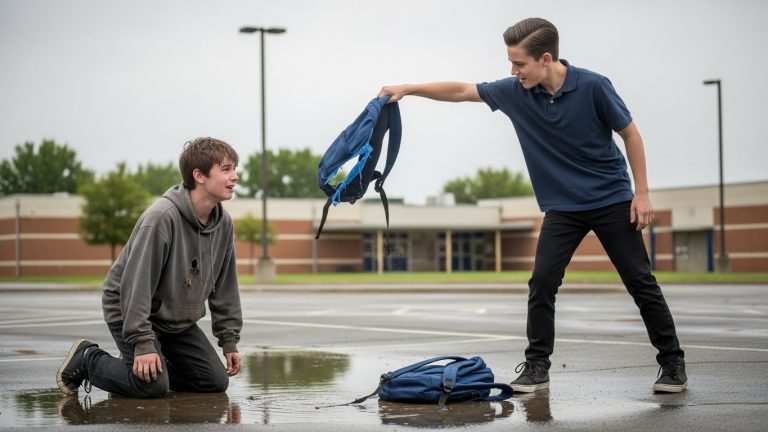 THE BIKER SAVED ME FROM BULLIES, THEN HANDED ME A BACKPACK HOLDING A SECRET MY MOTHER HAD HIDDEN FOR SIX YEARS