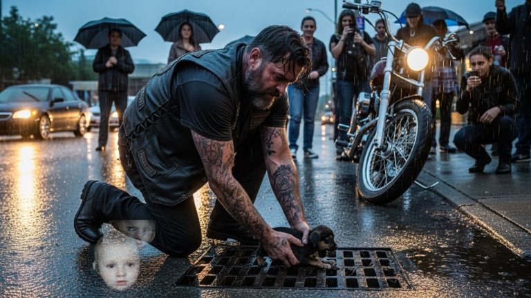 HE WAS A GRIZZLED BIKER WHO THOUGHT HIS HEART HAD TURNED TO STONE—UNTIL HE HEARD A TINY CRY FROM BENEATH THE ASPHALT AND REALIZED SOME BURIED THINGS ARE STILL WORTH SAVING.