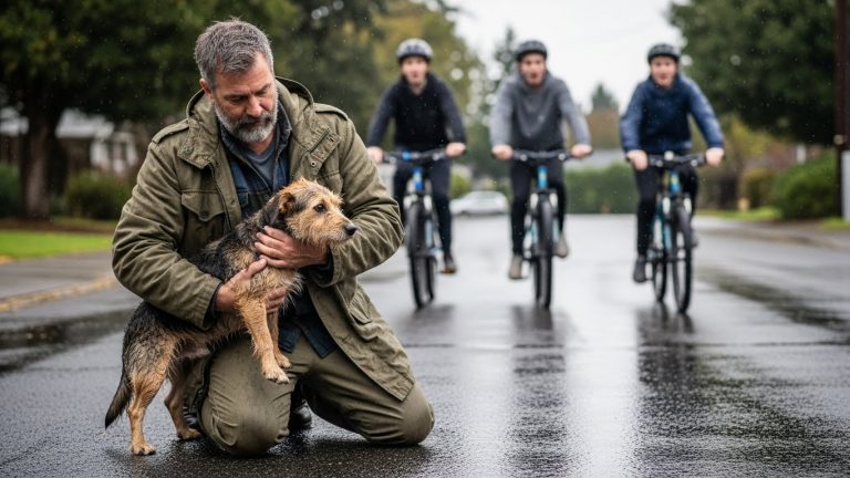 MY SON’S BULLIES THOUGHT THEY WERE TARGETING A HELPLESS STRAY IN THE RAIN. THEY DIDN’T SEE THE RUSTED SUBARU PULL UP, OR THE MAN WHO WALKED OUT