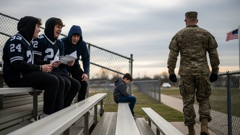 3 Bullies Cornered My Son Behind the Bleachers. They Didn’t Know I Just Got Back From Deployment. What Happened Next Changed Everything.