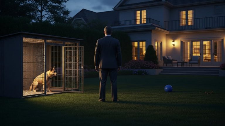 I came home early to surprise my family, but found my wife smiling on the porch while my children were screaming inside a frozen dog kennel—what I did next didn’t just end our marriage, it destroyed her entire world.