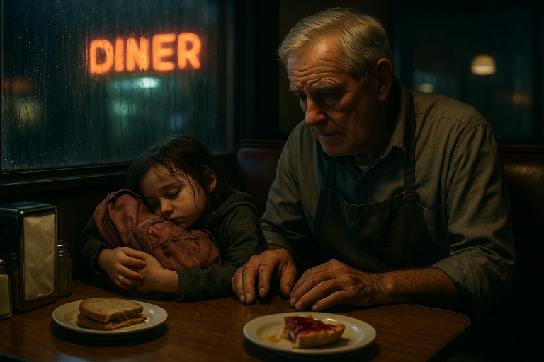 The Diner Owner Caught A Little Girl Stealing Scraps, But When He Opened Her Dirty Backpack, He Found A Secret That Shut The Whole Town Down